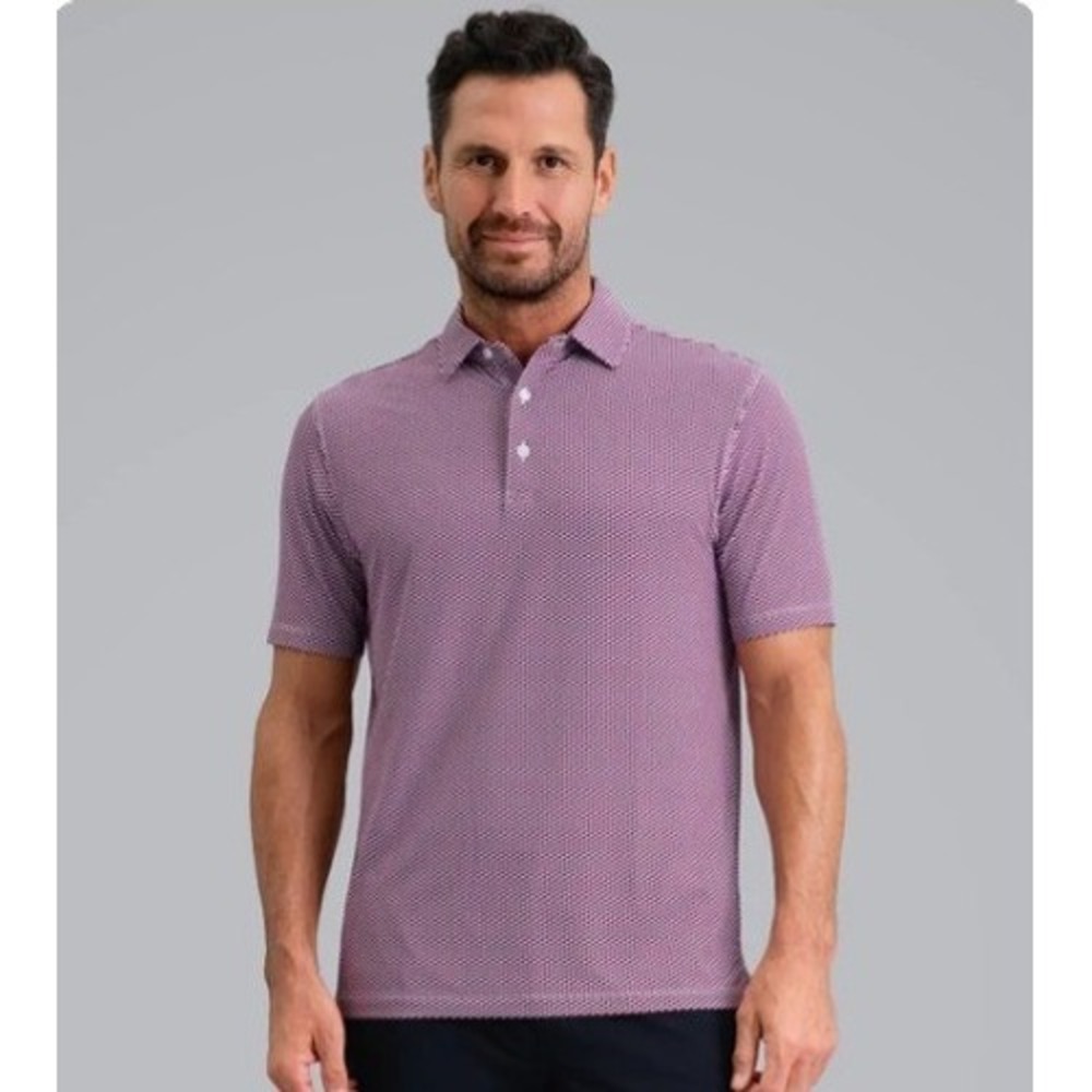 NWOT IBKÜL Men's Cube Art Short Sleeve Polo Size M Black/Rose/White Style94104